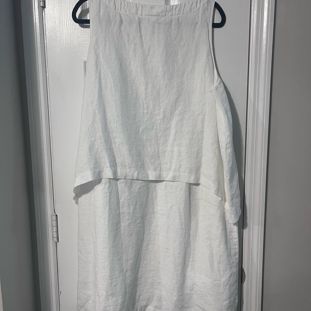 J Jill PureJill XL women’s White Sleeveless Linen Shift Dress - Picture 6 of 8